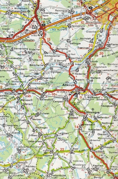Annotated map/letter about Feldbach/Feldburg, Jan 1917