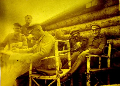 Group/scene photo with Peter marked (PM)