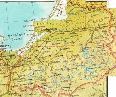 Map of Østpreussen with Løtzen, Arys, Lyck marked