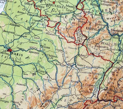 Landscape, route through Mühlhausen-Colmar-Strassburg to Laon, May 1917